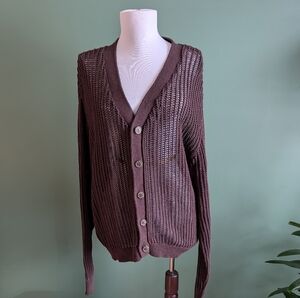 Unisex Urban Outfitters BDG Brown Knit Cardigan Sweater